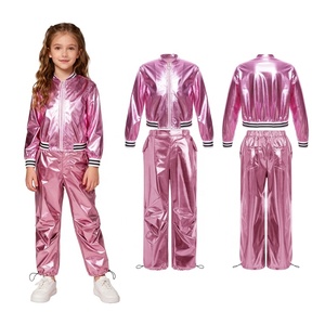 Ropa de Baile Latino para Niñas de 6 a 16 Años, Venta al por Mayor, Traje de Jazz y Hip-Hop para Actuaciones en Escenario, Chaqueta Metálica con Pantalones Brillantes - Product Image 5