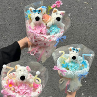 Buket boneka anjing peliharaan, hadiah Natal ulang tahun wisuda 2025