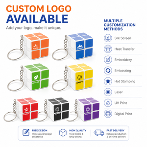 Wholesale 3cm Plastic 3x3 Puzzle Cube Keychain <b>Mini</b> Magic Cube <b>Keyring</b> with Metal Chain Smooth Turning Bulk for Retail Store - Product Image 2