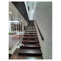 Prima Intérieur Droit Bois Bande de Roulement Verre Garde-Corps Escalier Moderne/Préfabriqué Led Escalier En Bois Léger à Vendre