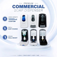 Distributeur de savon liquide mural de 1000 ml, rechargeable, en ABS, manuel, pour restaurants, salles de bain, douches
