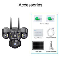 Caméra de sécurité réseau 3 objectifs V380PRO Caméra de sécurité extérieure sans fil 4G IP avec carte SIM CCTV solaire Wi-Fi
