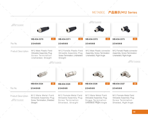 M12 <strong>3</strong> 4 5 8 <strong>Pin</strong> Field Wireable Connector <strong>Color</strong> <strong>Code</strong> Female Male Pinout Diagram Aviation <strong>Plug</strong> Connector 4 <strong>Pin</strong> - Product Image 2