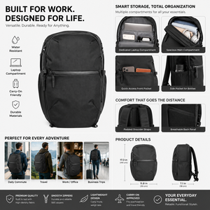Sac à dos pour ordinateur portable unisexe, imperméable, sportif, avec logo personnalisé, compartiment pour ordinateur et fermeture éclair, pour une utilisation en extérieur - Product Image 1