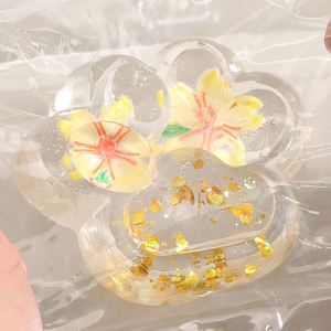 NOUVEAU Jouet à presser transparent en gelée, motif griffe de chat avec fleur et paillettes - Super rebondissant, écologique, cadeau thérapeutique pour enfants et adultes, jouet de bureau - Product Image 3