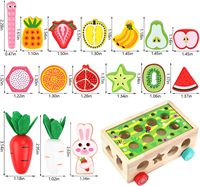 Puzzle Montessori en bois pour récolte de carottes et vergers pour filles et garçons de 2 à 14 ans, jouet de ferme éducatif pour motricité fine