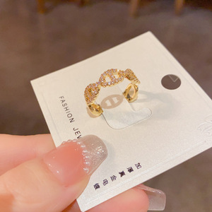 Anillo Abierto Geométrico de Diseño de Lujo con Circonita Hueca para <span class=keywords><strong>Mujer</strong></span>, Anillo de Dedo Personalizado Chapado <span class=keywords><strong>en</strong></span> <span class=keywords><strong>Oro</strong></span> Real, Venta al por Mayor - Product Image 3