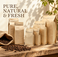 Sachet de café kraft imprimé sur mesure, pochette en aluminium pour café filtre, sachet anti-humidité avec protection aromatique, scellé sur 8 côtés, faible MOQ