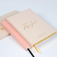 Couverture de prière personnalisée en cuir PU doublée de tissu rose beige avec estampage à chaud, carnet de notes à couverture rigide personnalisé