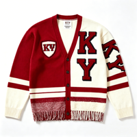 Cardigan Homme Personnalisé OEM ODM avec Broderie Pompon et Design Ample à Boutons