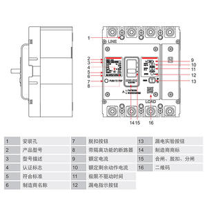Interruptor Automático de Caja Moldeada Delixi CDM3LT-250S/4300 Transparente 160A 200A 250A Dispositivo de Corriente Residual 4P - Product Image 2