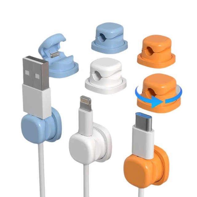 Multi Color Rotatable Cable Organizer Multi Wire Clamp Charging Holder Phone USB Data Line Fix Clip Desk Storage Hub
