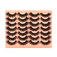 Faux cils 3D personnalisés en forme de croix, 14 paires, style européen et américain, longs, épais et bouclés