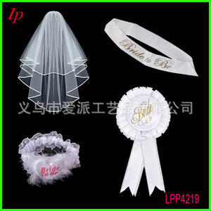 Ensemble de voile de mariée avec gants, lunettes et écharpe blancs LPP4357 - Product Image 3