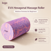 Rouleau en mousse EVA 45x14cm, rouleau de massage hexagonal à picots pour soulager les muscles, yoga, fitness, rose, violet, bleu, multicolore
