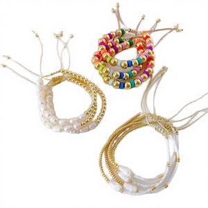 Wholesale Christian Vintage Freshwater <b>Pearl</b> Colorful Heishi 18k Gold Plated Beads Charm <b>Bracelets</b> High Quality Handmade - Product Image 4