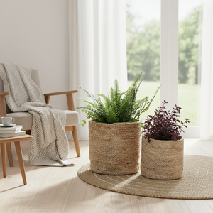 Modern Style Eco-Friendly Solid Jute Braided Circle <b>Basket</b> and Planter with Flexible Design Multi-Purpose DIVTIK DECOPR - Product Image 3
