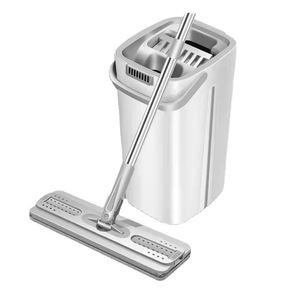 Flat <b>Mop</b> <b>Microfiber</b> Hook And Loop Fastener Hands Free <b>Mop</b> Bucket With Scraper For Efficient Cleaning - Product Image 5