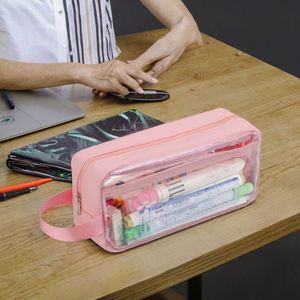 กระเป๋าเครื่องสำอางแบบใส PVC ความจุขนาดใหญ่ กันน้ำ ปิดด้วยซิป สำหรับเด็กผู้หญิง - Product Image 6