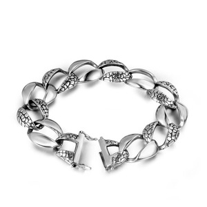 Bracelet pour homme à motif peau de serpent, bijoux en argent tibétain, style rock hip hop, CE294 - Product Image 1