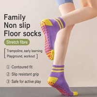 Chaussettes antidérapantes en coton avec logo personnalisé, design gratuit, pour trampoline, yoga, sol, pour femmes, hommes, enfants, MOQ 30