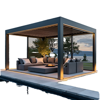 Gazebo de Jardín de Aluminio Bioclimático con Iluminación LED Ambiental, Impermeable, Ecológico, Estructura para Terraza o Patio Trasero, Romántico para Parejas
