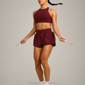 Ensembles deux pièces sans coutures personnalisés à bretelles croisées pour femmes, tenues de sport grande taille, ensembles de gym courts, vêtements de sport pour femmes, fitness - Product Image 4