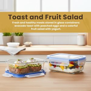Boîte à lunch coréenne écologique en verre borosilicate sans BPA, double compartiment hermétique, résistante à la chaleur et compatible micro-ondes - Product Image 3