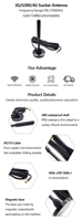 Antenne magnétique omnidirectionnelle 4G LTE avec radiateur en cuivre massif, câble coaxial RG174 et connecteur SMA mâle