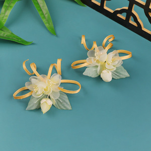 26 New Original Ancient Style Handmade Silk <b>Flower</b> Yellow Hanfu Headdress Anti-Gravity Hair Clip <b>Sweet</b> Makeup Styling - Product Image 2