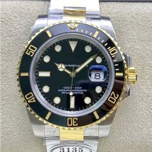 Reloj Mecánico Automático al por Mayor, Resistente al Agua, 40 mm, Movimiento 3135, Dos Tonos, Dorado y Negro, Cerámica, Buceo, Acero 904L - Product Image 1