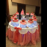 Support à Gâteaux en Acrylique Transparent de Production, Présentoir Rideau de Perles en Cristal pour Hôtels, Pâtisseries, Mariages et Anniversaires