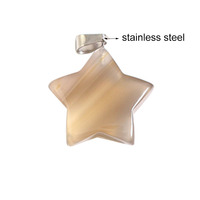 Collier Pendentif Étoile Pentagramme en Acier Inoxydable avec Cristal de Pierre Naturelle, Bijou en Quartz Rose, Améthyste et Agate