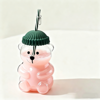 Gobelet en verre de 500 ml pour cadeau d'affaires, style tendance, prix abordable, gobelet en verre créatif en forme d'ours en peluche