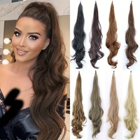 Perruque queue de cheval européenne et américaine de 32 pouces en fibre haute température, extension à enrouler pour femme, boucles magiques à appliquer, 140g, durée 6 mois