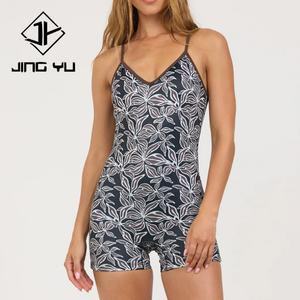 Combinaison à col en V à imprimé hawaïen élégante et personnalisée, combinaison en nylon recyclé luxueuse et confortable - Product Image 1