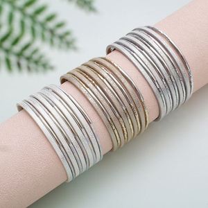 Handmade <b>Leather</b> <b>Bracelet</b> OEM ODM Service Dome Structure Bangle Holiday Gift for Women Vacuum Plating Standard - Product Image 3