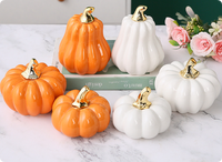 Figurine de citrouille en céramique blanche émaillée de qualité supérieure, motif géométrique, cadeau élégant pour la décoration de Thanksgiving
