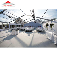 Tenda Besar Luar Ruangan 20m Rangka Aluminium Atap Lengkung Lapis Ganda Tahan Air Semua Musim Warna Putih dengan Pintu Kaca