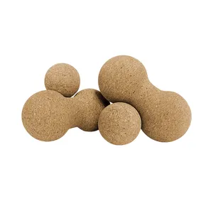 Shendge - Bola de massagem de cortiça natural ecológica para relaxamento muscular e terapia, novo design personalizado com estampa, bola de amendoim para esportes