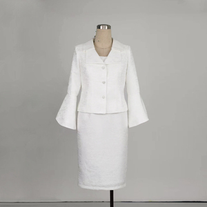 Robes blanches pures, ensemble deux pièces, tailles S-6XL, vêtements pour femmes grandes tailles, tenue d'église, tenue du dimanche, robe de fête - Product Image 1