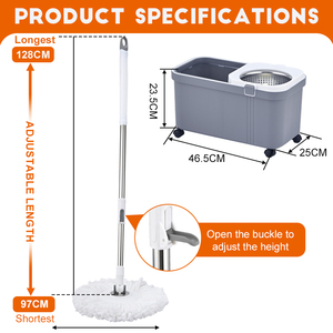 <span class=keywords><strong>Seau</strong></span> et <span class=keywords><strong>essoreur</strong></span> à vadrouille de luxe OKKiHOME avec 4 roues et 2 recharges en microfibre pour carrelage, bois et utilisation sous les meubles - Product Image 4