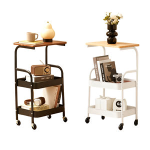 Muebles Modernos Italianos para el Hogar, Mesa Auxiliar de Sofá Minimalista Móvil, Mesa de Centro con Ruedas, Estante de Almacenamiento Extensible, Estructura de Metal - Product Image 6