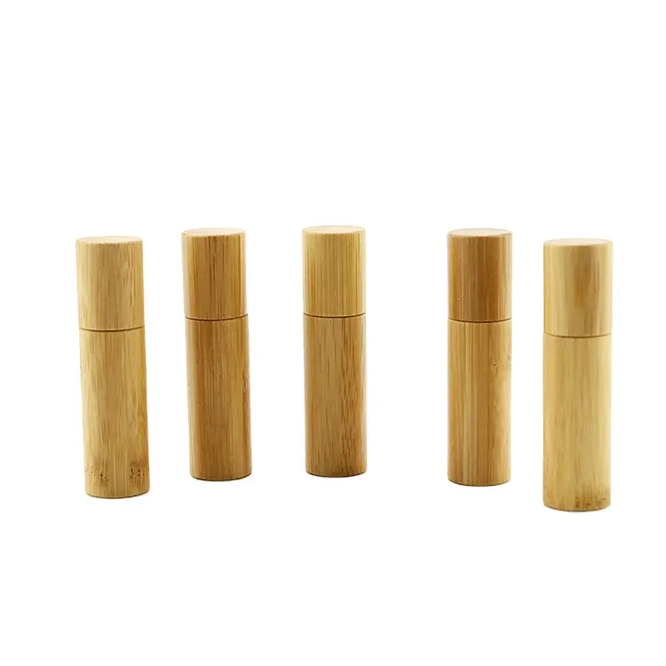 Custom 5ml 10ml 15ml essential oil glass roller bottle with bamboo cap roll on gemstone roller bottle