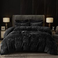 Ensemble de housse de couette en velours véritable 3 pièces, ultra doux et respirant, housse de couette luxueuse et confortable en flanelle avec taies d'oreiller