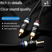 Pour ATAUDIO haut de gamme 3.5mm stéréo RCA mâle plaqué or cuivre pur pour 3.5 2Rca câble Audio vidéo pour ordinateur portable Microphone d'alimentation