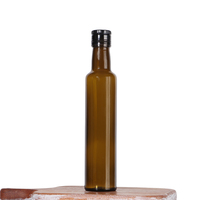 250ml bouteille vide d'huile d'olive ronde verte antique bouteille distributeur d'huile en verre