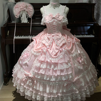 Robe Lolita JSK, design original, bretelles spaghetti, décoration en cristal, robe midi élégante, robe de fête, cosplay, robe de princesse