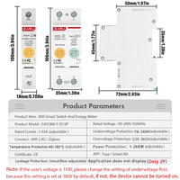 Compteur d'énergie intelligent 1P 2P TUYA APP Zigbee WIFI kWh avec disjoncteur, relais temporisé et protection contre les fuites de tension EAYCBM-T