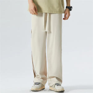 Custom Pants Sweatpants Manufacturer Men Contrast Tape Side Drawstring Waist Streetwear Casual Baggy Striped Wide <b>Leg</b> Pants - Product Image 1